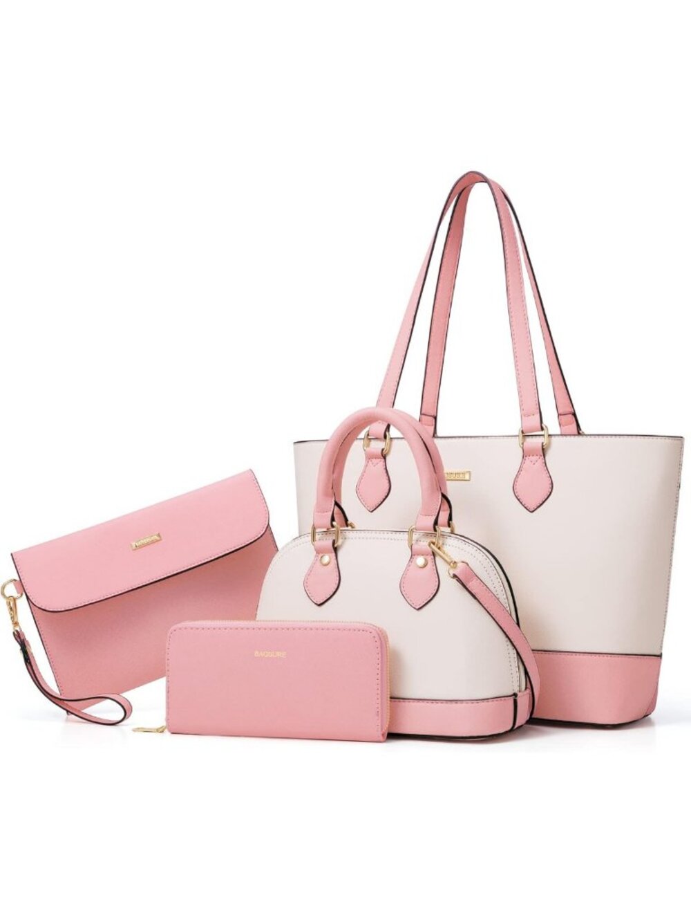 Stylish 4-Piece Women's Purse Set: Tote, Crossbody Bag & Wallet - Versatile
